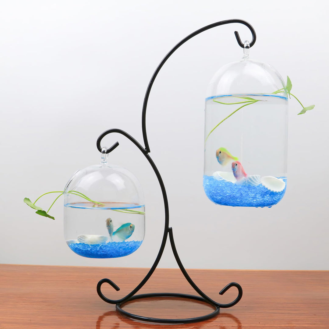 Kingrol 8 Pack Ornament Display Stands, 14" Iron Pothook Stands with Hooks for Hanging Air Plant Holders and Glass Planters, Home Christmas Wedding Party Decor