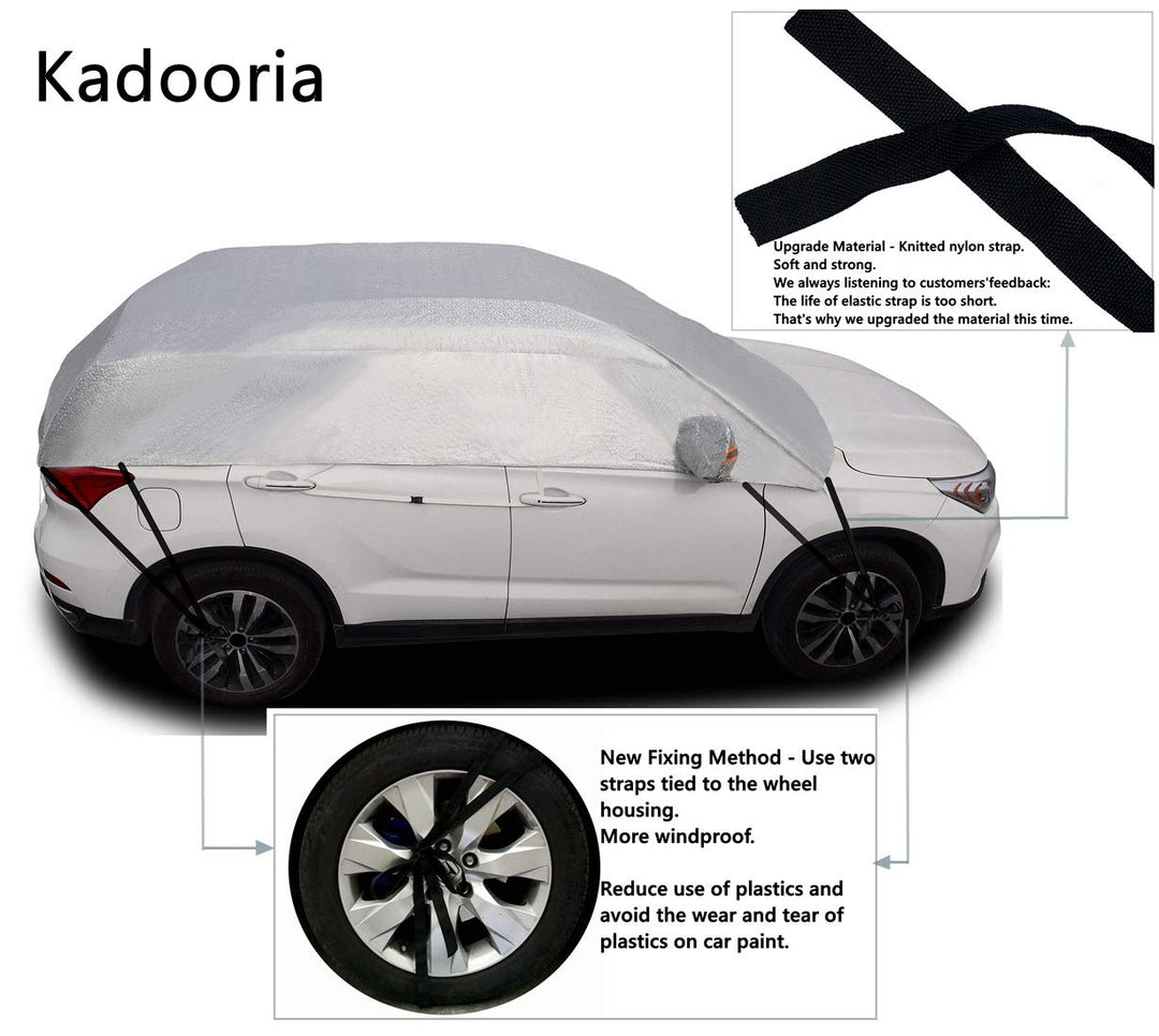 Kadooria Safe View Half Car Cover Top Waterproof/Windproof/Dustproof/Windshield Cover Snow Winter Summer (SUV YL)