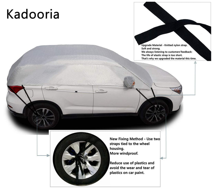 Kadooria Safe View Half Car Cover Top Waterproof/Windproof/Dustproof/Windshield Cover Snow Winter Summer (SUV YL)