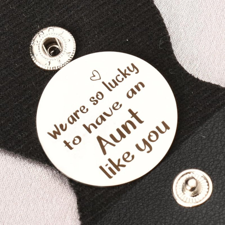 Aunt Christmas Birthday Gifts from Nephew Niece, Aunt Pocket Token Hug Keychain for Aunts Aunty Auntie Long Distance Relationship Gift for Women Double Side Keychain With PU Leather Keychains