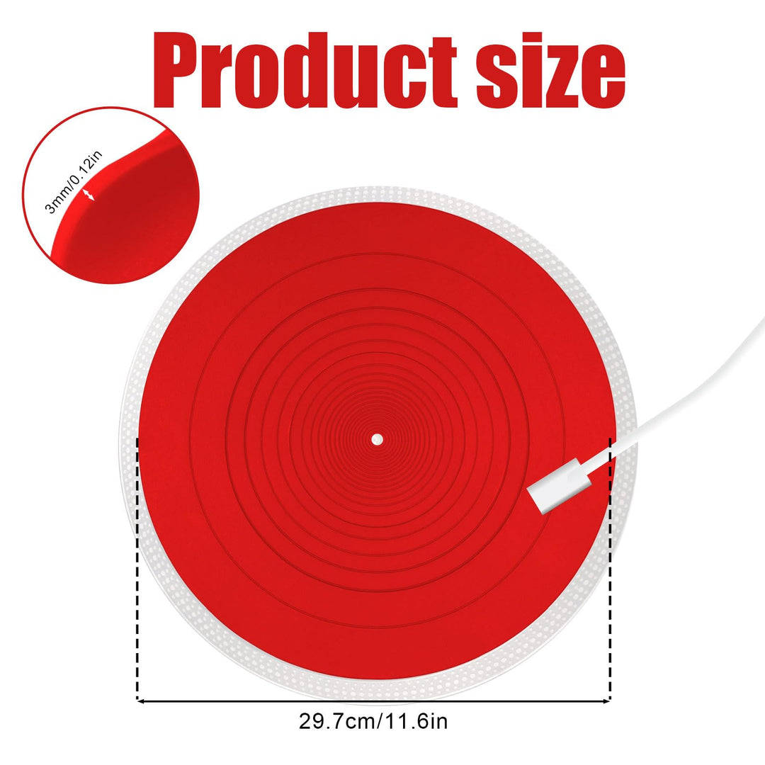 NQEUEPN Turntable Platter Mat, 12 Inch Diameter Silicone Turntable Mat Anti-Static Anti-Slip Turntable Pad Record Player Mat LP Slipmat for Vinyl Record Mat Replacement Accessories (Red)