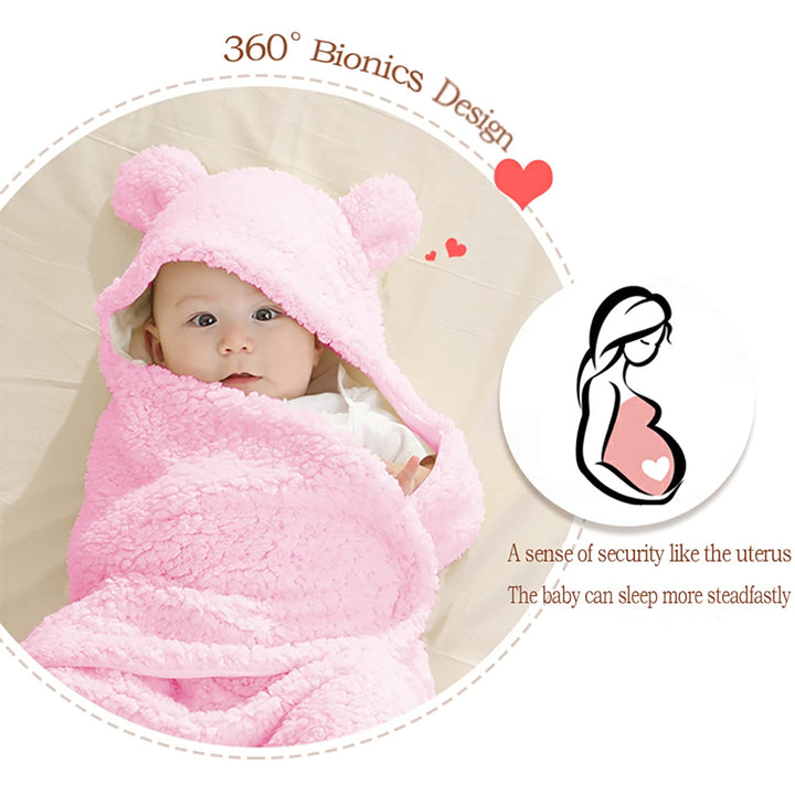Nunibum FJYQOP Baby Swaddle Blanket Boys Girls Cute Cotton Plush Receiving Blanket Newborn Sleeping Wraps for 0-6 Months - Pink
