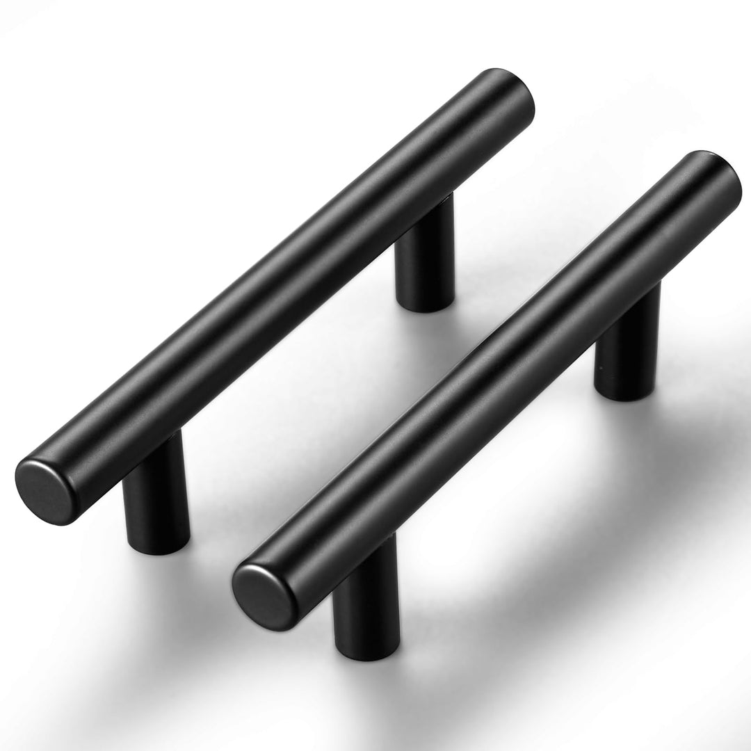 Vepagoo 30 Pack 5" Matte Black Cabinet Handles Drawer Pulls – 3 inch Hole Center Stainless Steel Handle Pull for Kitchen, Bathroom, Wardrobes, Tv Cabinets – Poignée Armoire Cuisine