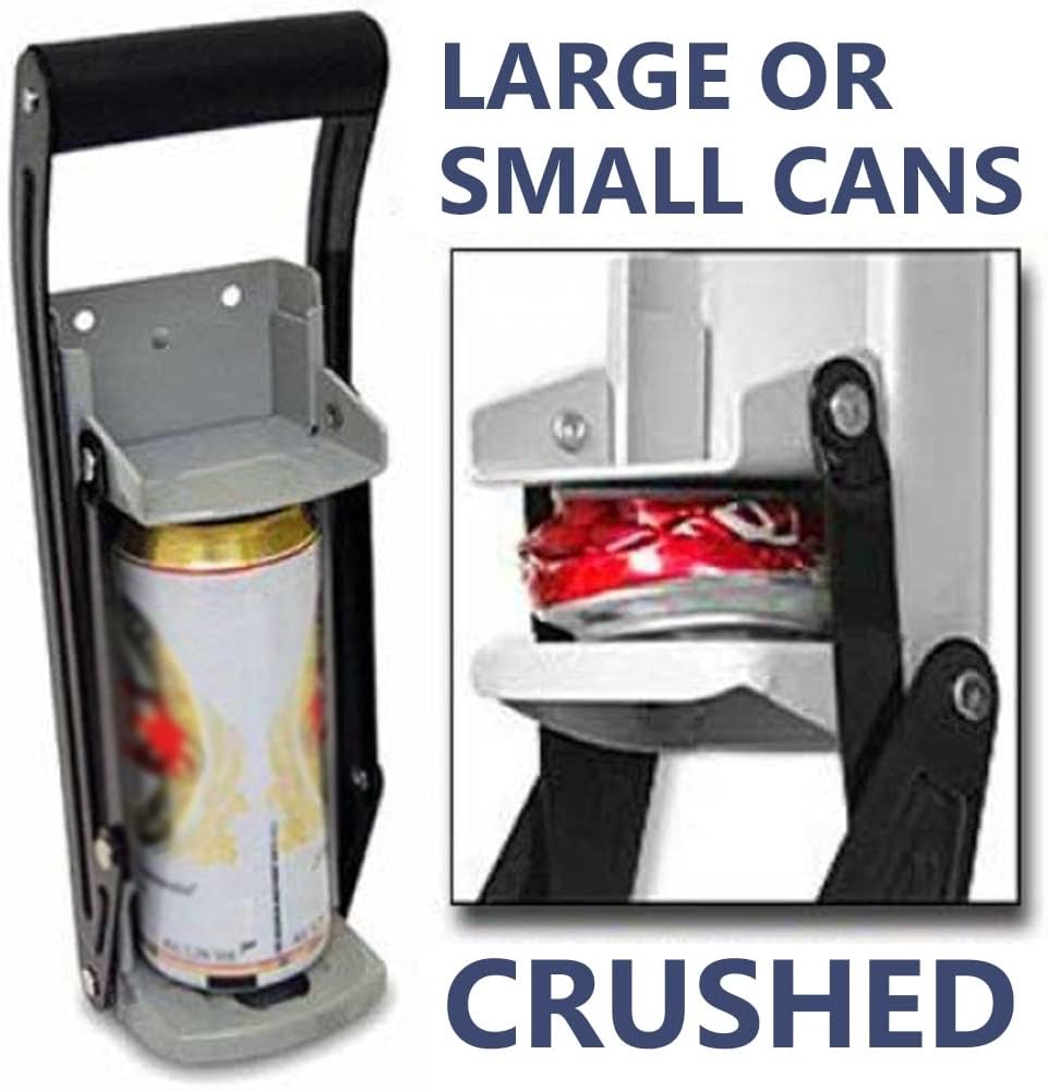 Home 16 oz Can Crusher for Recycling, Heavy Duty Wall Mounted Metal Beer Soda Seltzer Cans Compactor Recycling Plastic Bottles Smasher with Bottle Opener Tool (1 Pack)
