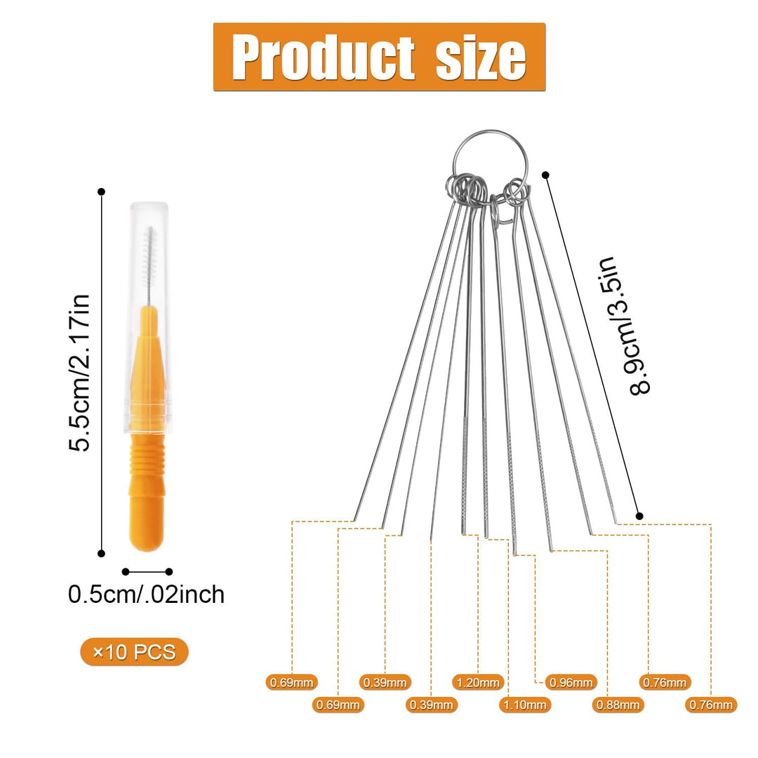 10pcs Shower Head Cleaning Brush, Small Hole Nozzle Cleaning Needle Brush with 10 Stainless Steel Pin Picks Gap Hole Anti-Clogging Cleaner Tool Brush for Car Printer Tubes (Orange)