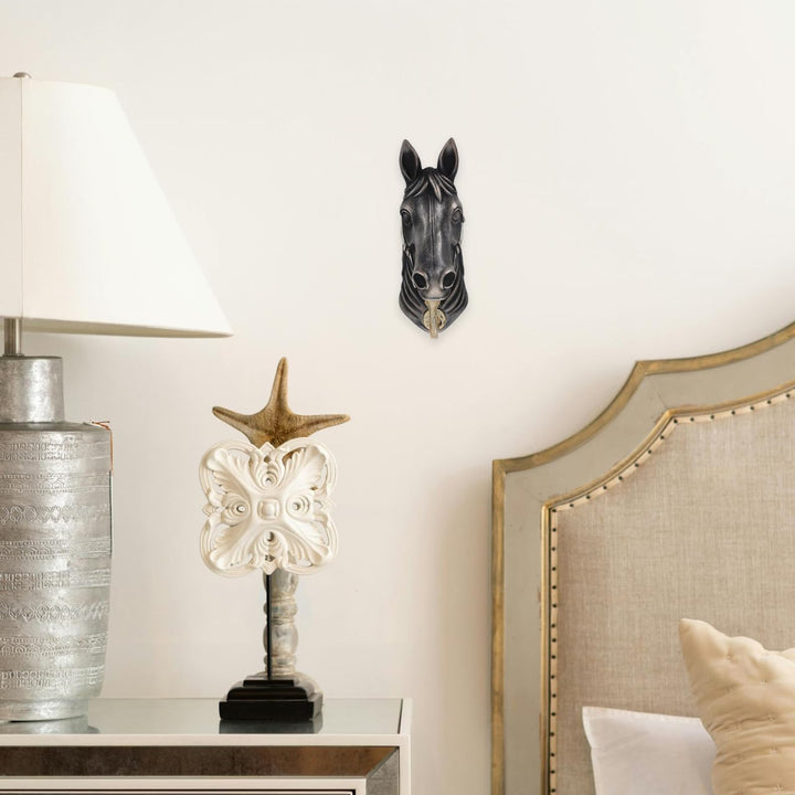 PRETYZOOM Horse Head Wall Hook Creative Animal Shaped Decorative Hanger for Coats Bags Hats Strong Load Bearing Zinc Alloy Resin 6.5X4.13X2.68 Inches Ideal for Home Entryway and Hotel
