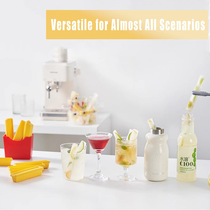 Mini Ice Cube Tray with Lid, 6 Stick Set Cute Ice Mold with Magnetic Storage Box Fit for Freezer, Easy Pop Out Reusable Funny Ice Stick Maker for Water, Juice, Whiskey, Coffee