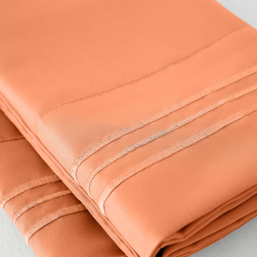 WAEPIC King Size Pillow Cases Set of 4 Brushed Microfiber 20x36 Inches 4 Pieces Set- Bedding Shrinkage Envelope Closure -Breathable-Cooling Orange Pillowcases Covers（12-Orange King 4 Pack