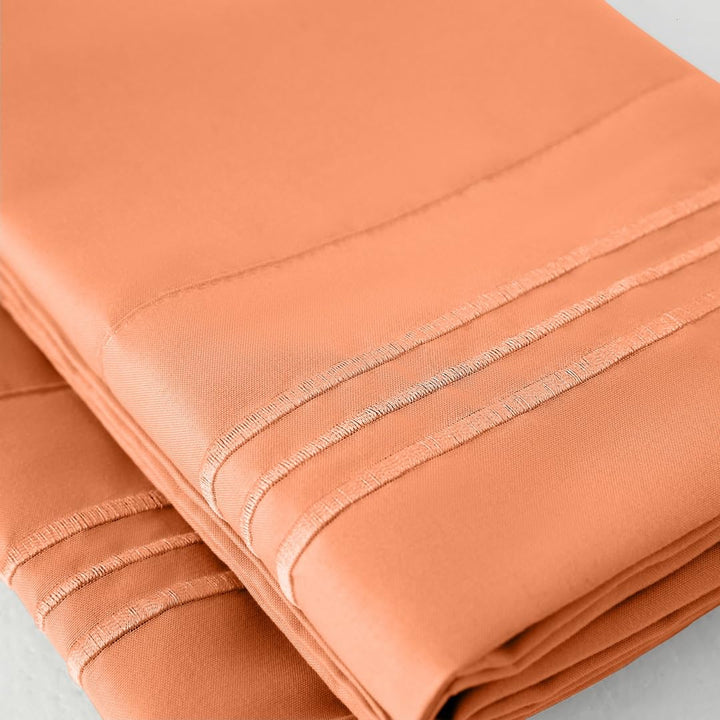 WAEPIC King Size Pillow Cases Set of 4 Brushed Microfiber 20x36 Inches 4 Pieces Set- Bedding Shrinkage Envelope Closure -Breathable-Cooling Orange Pillowcases Covers（12-Orange King 4 Pack