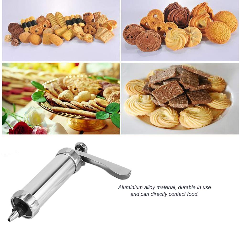 Aluminium Alloy Cookies Biscuits Press Maker Kit with Piping Nozzle Pastry Piping DIY Making Cake Baking Tool