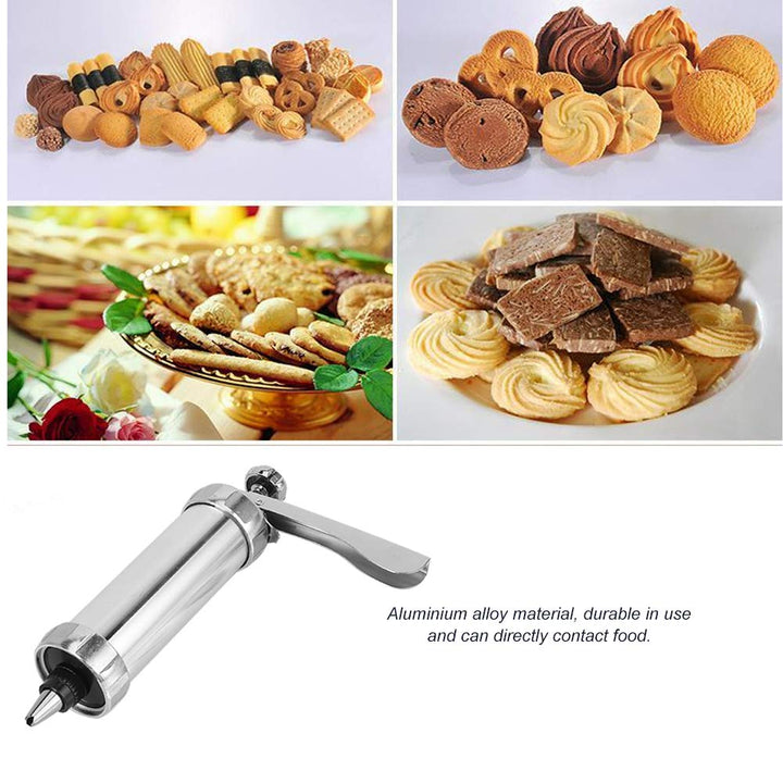 Aluminium Alloy Cookies Biscuits Press Maker Kit with Piping Nozzle Pastry Piping DIY Making Cake Baking Tool