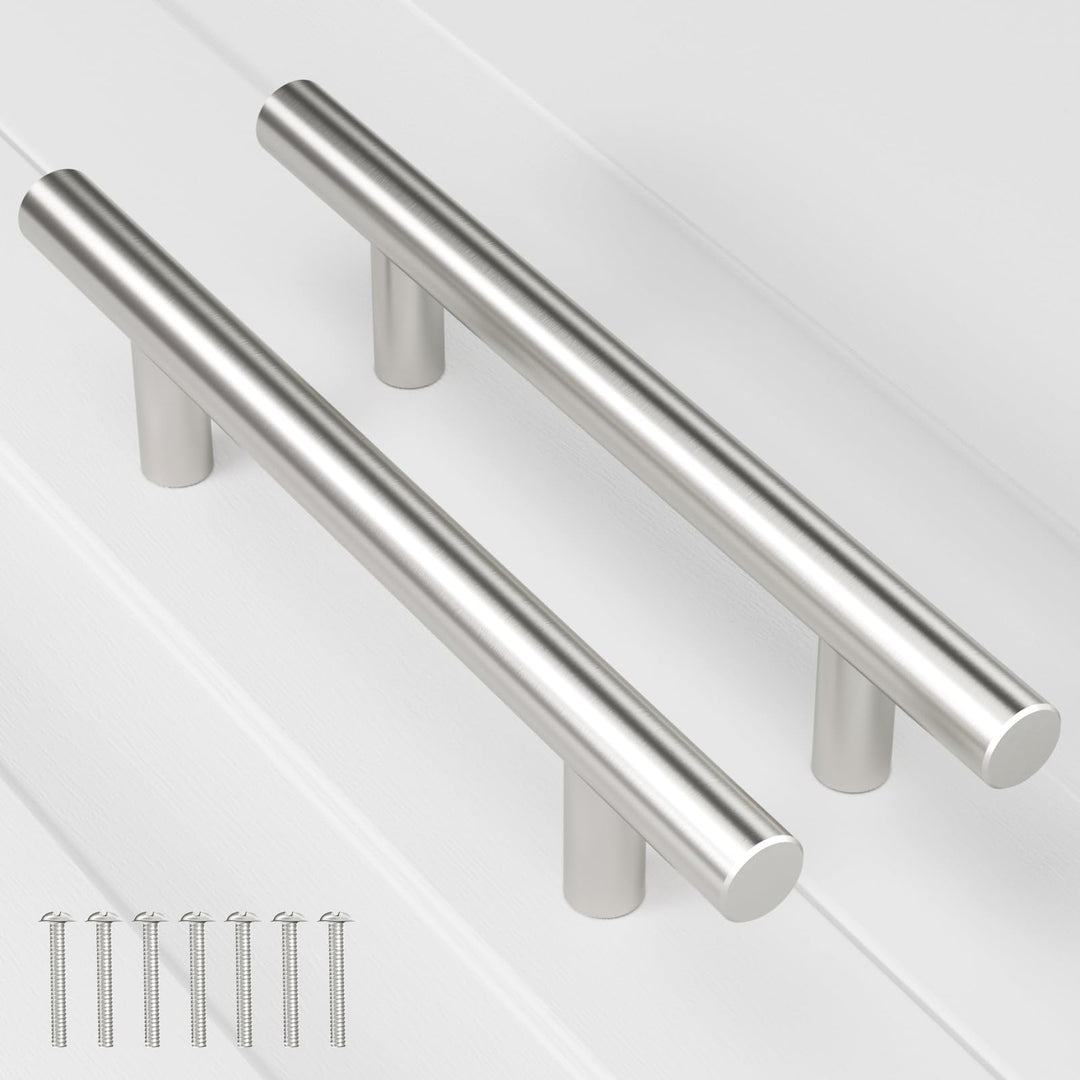 Vepagoo 20 Pack 6-2/5" Brushed Nickel Cabinet Handles Drawer Pulls – 4 inch Hole Center Silver Stainless Steel Handle Pull for Kitchen, Bathroom, Wardrobes, Tv Cabinets – Poignée Armoire Cuisine