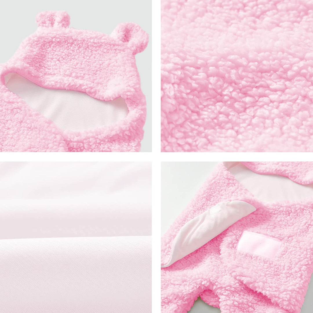 Nunibum FJYQOP Baby Swaddle Blanket Boys Girls Cute Cotton Plush Receiving Blanket Newborn Sleeping Wraps for 0-6 Months - Pink