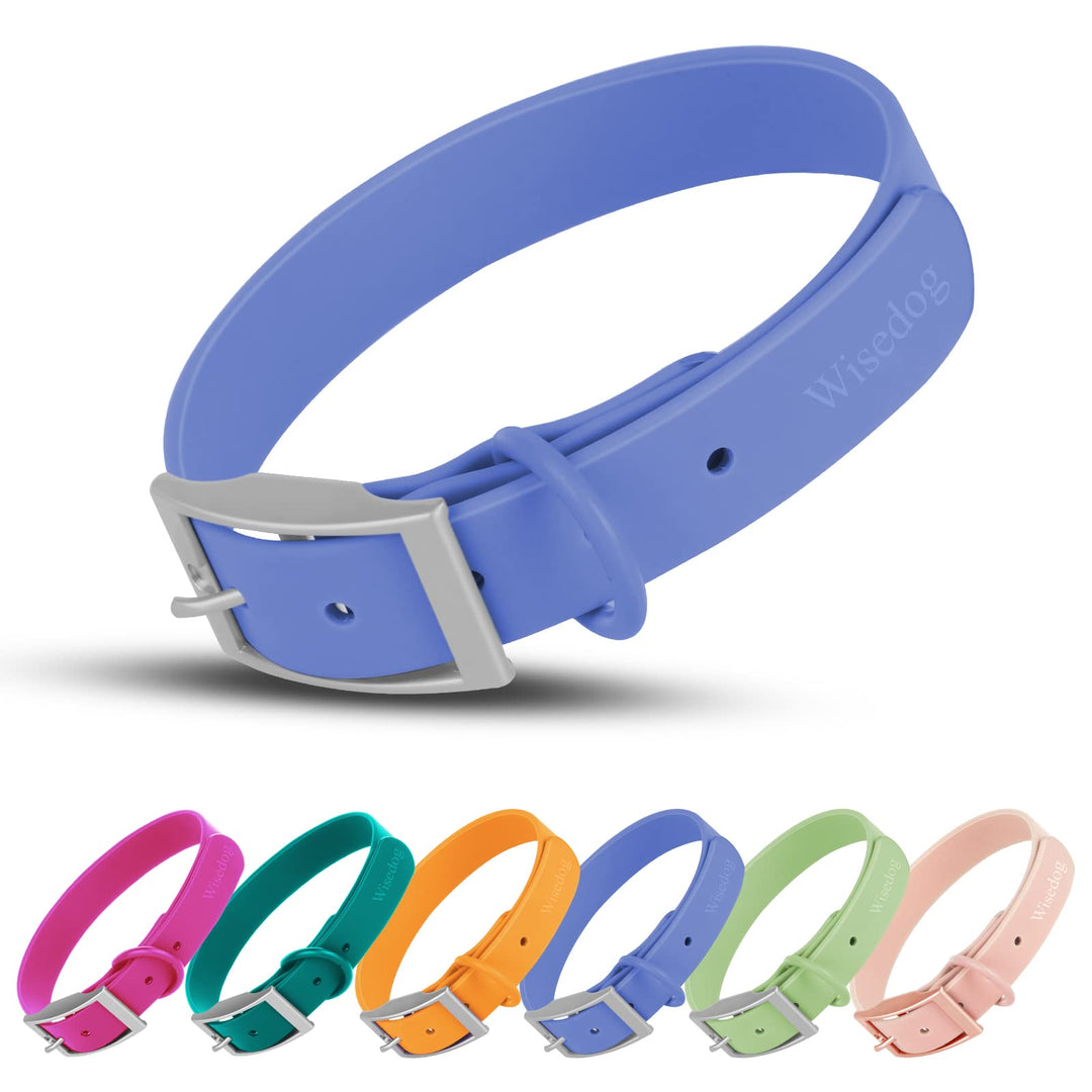 Wisedog Waterproof Dog Collar: Multiple Adjust 8.5” to 32.6”, Soft Rubber Coated Webbing, Easy to Clean, for Small Medium Large Dogs (XL(Length:18"-23.6"; Width:1"), Blue)