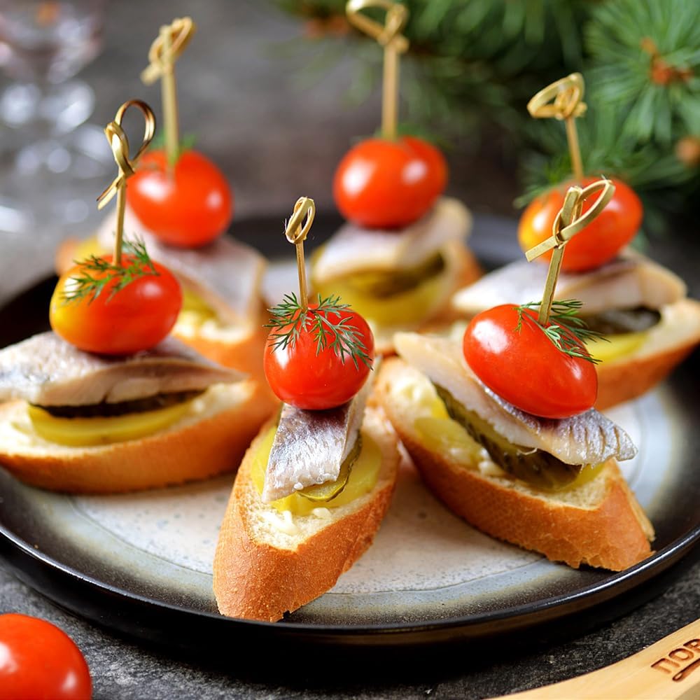 Cocktail Toothpicks for Appetizers 200pcs 4.9" Bamboo Toothpicks Fancy Toothpicks for Appetizers Cocktail Picks for Drinks Cocktail Garnish Charcuterie Cups Appetizer Skewers Charcuterie Accessories