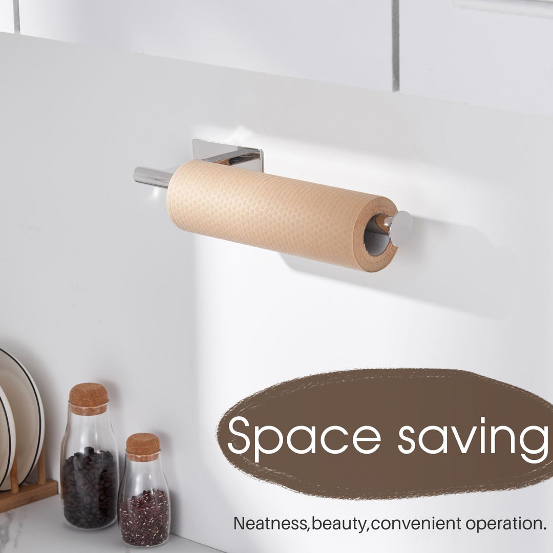 KOKOSIRI Paper Towel Holder Self-Adhesive Bar Under Cabinet for Kitchen Towel Polished Chrome Stainless Steel Wall Mounted Rack, B3012CH