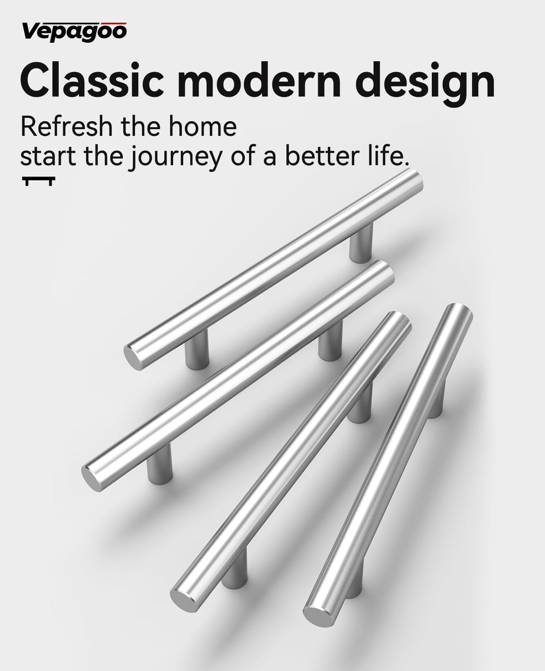 Vepagoo 20 Pack 6-2/5" Brushed Nickel Cabinet Handles Drawer Pulls – 4 inch Hole Center Silver Stainless Steel Handle Pull for Kitchen, Bathroom, Wardrobes, Tv Cabinets – Poignée Armoire Cuisine