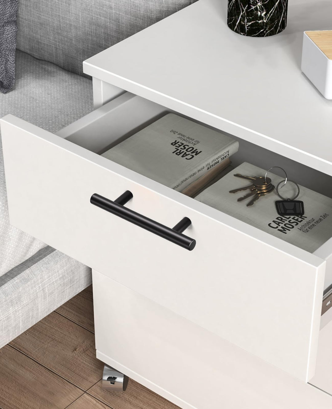 Vepagoo 20 Pack 5" Matte Black Cabinet Handles Drawer Pulls – 3 inch Hole Center Stainless Steel Handle Pull for Kitchen, Bathroom, Wardrobes, Tv Cabinets – Poignée Armoire Cuisine