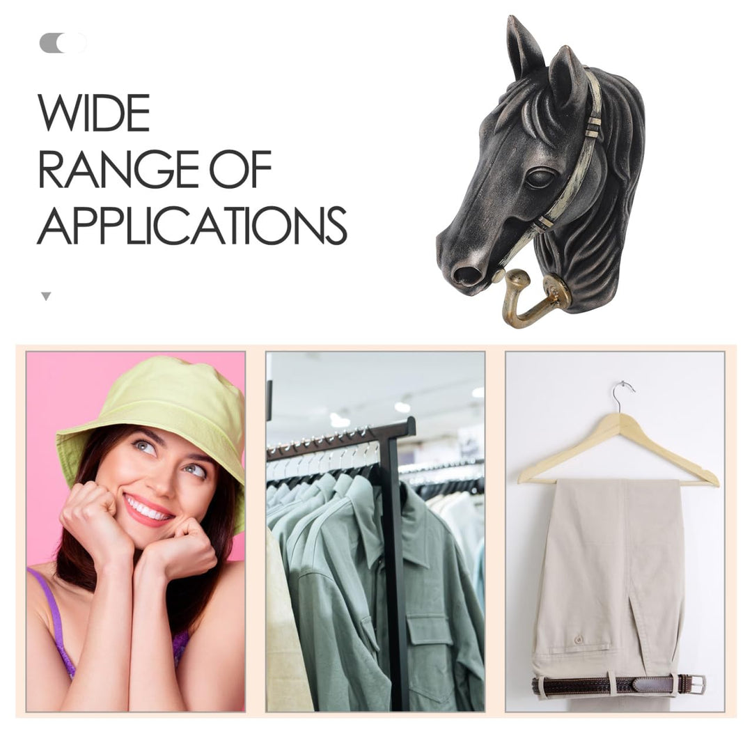 PRETYZOOM Horse Head Wall Hook Creative Animal Shaped Decorative Hanger for Coats Bags Hats Strong Load Bearing Zinc Alloy Resin 6.5X4.13X2.68 Inches Ideal for Home Entryway and Hotel