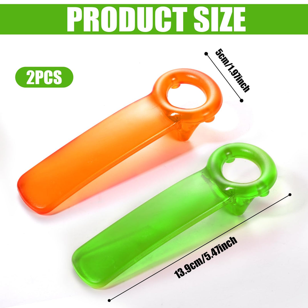 2pcs Jar Openers, Jar Grippers Key Effortless Manual Beer/Bottle Cap/Canning Can Lid Opener Tool for Elders Children Women Weak Hands (Orange, Green)