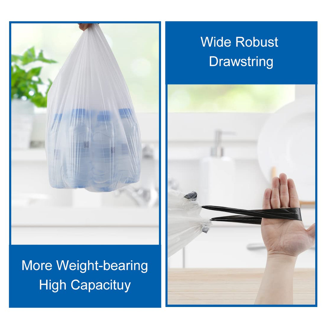 JASINCESS 3-4 Gallon Drawstring Small Trash Bags- Thick Multi purpose Garbage Bags For home office kitchen (Black-60, 4 gallon)