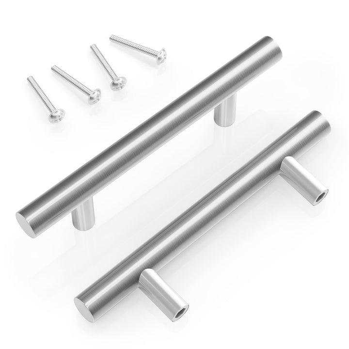 Brushed Nickel Drawer Pulls 20 Pack - 5 Inch Stainless Steel Handles, 3" Hole Centers - Modern Cabinet Hardware for Kitchen & Bathroom (128mm, 76mm), IAQWE