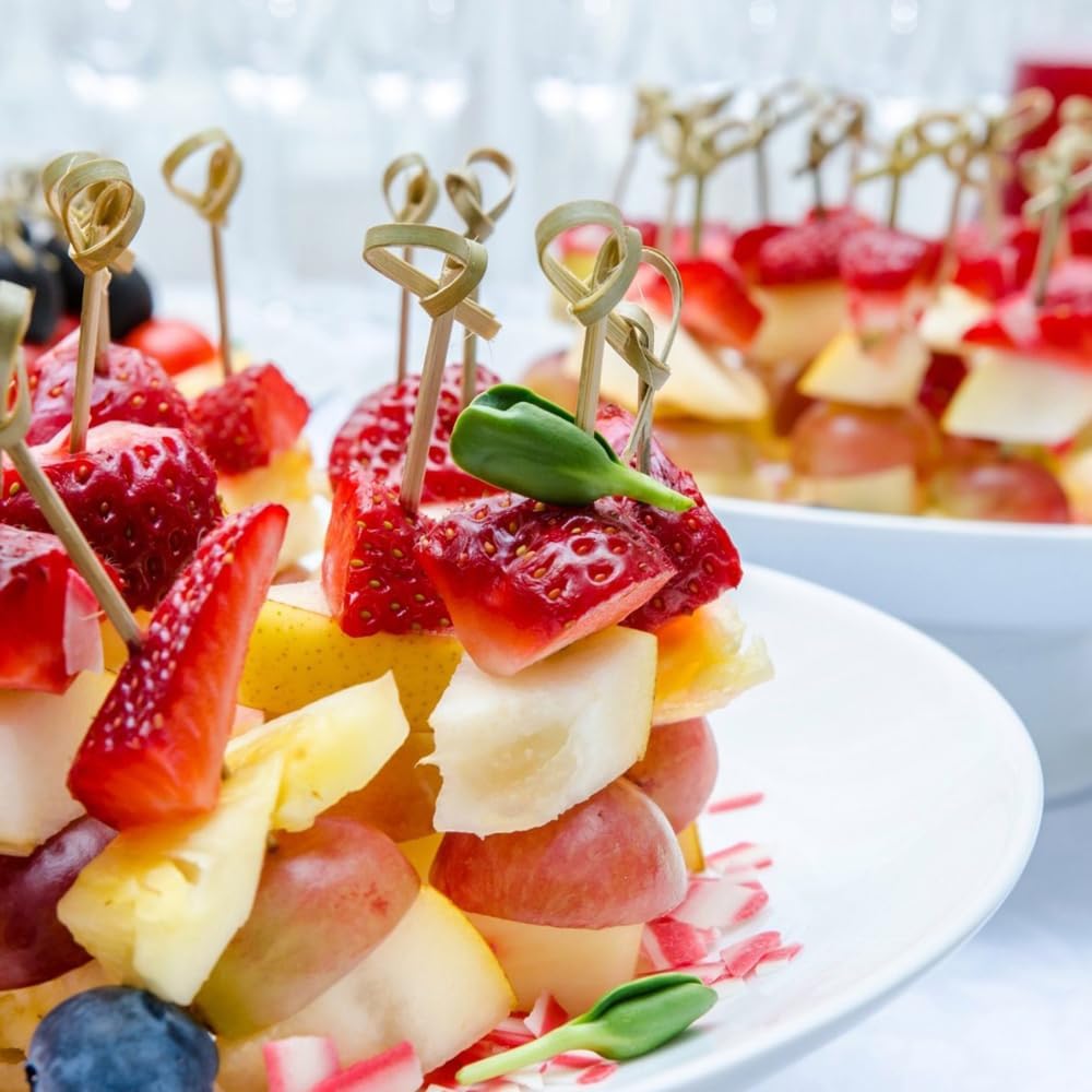 Cocktail Toothpicks for Appetizers 200pcs 4.9" Bamboo Toothpicks Fancy Toothpicks for Appetizers Cocktail Picks for Drinks Cocktail Garnish Charcuterie Cups Appetizer Skewers Charcuterie Accessories