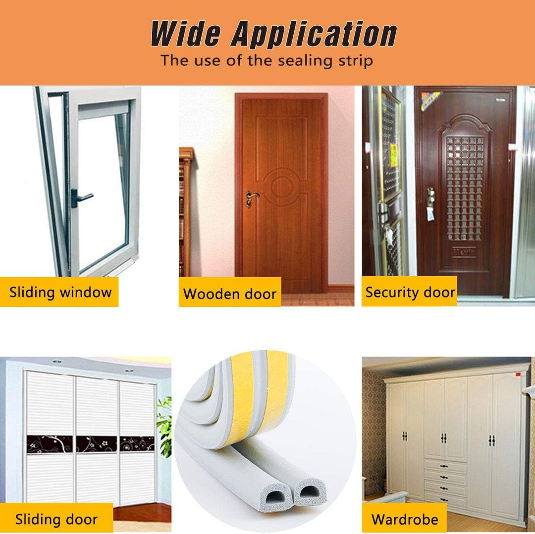 Jabukosu Indoor Weather Stripping, Doors Windows Self Adhesive Foam, Soundproofing Weatherstrip Waterproof Seal, 7/20-Inch x 6/25-Inch, (2 Seals) White (33Ft, Grey)