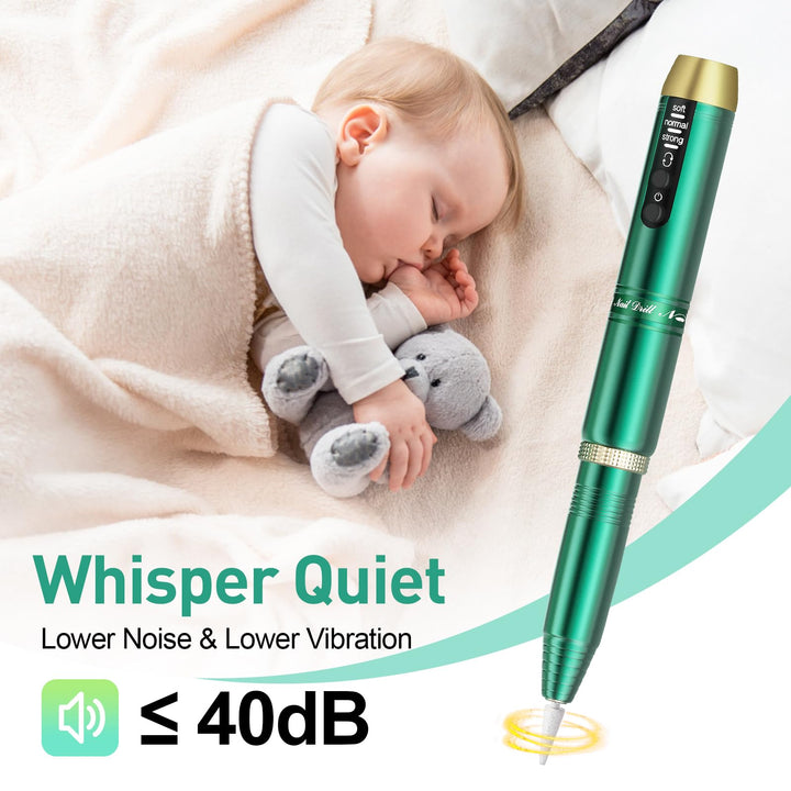 Beloving Cordless Nail Drill, Electric Nail Drill Machine for Gel Acrylic Nails, Rechargeable Portable Nail File Remover, Professional 20000rpm Nail Kit Manicure Pedicure Polishing Tool - Green