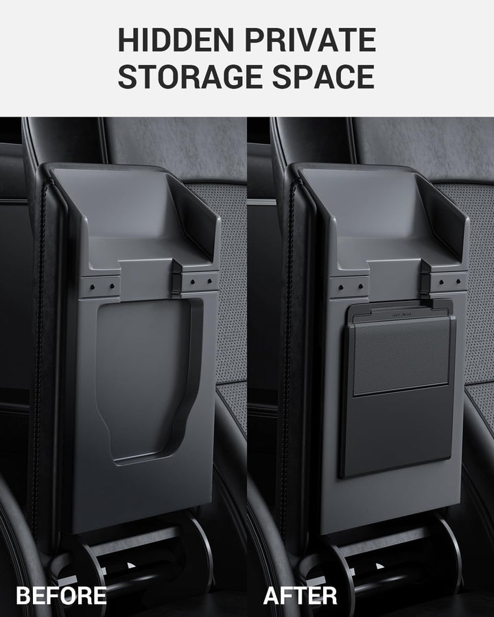 BASENOR 2024 2025 Tesla Model 3 Armrest Hidden Storage Box (Carbon Fiber Design) Center Console Organizer Accessories for Model 3 Highland Refresh