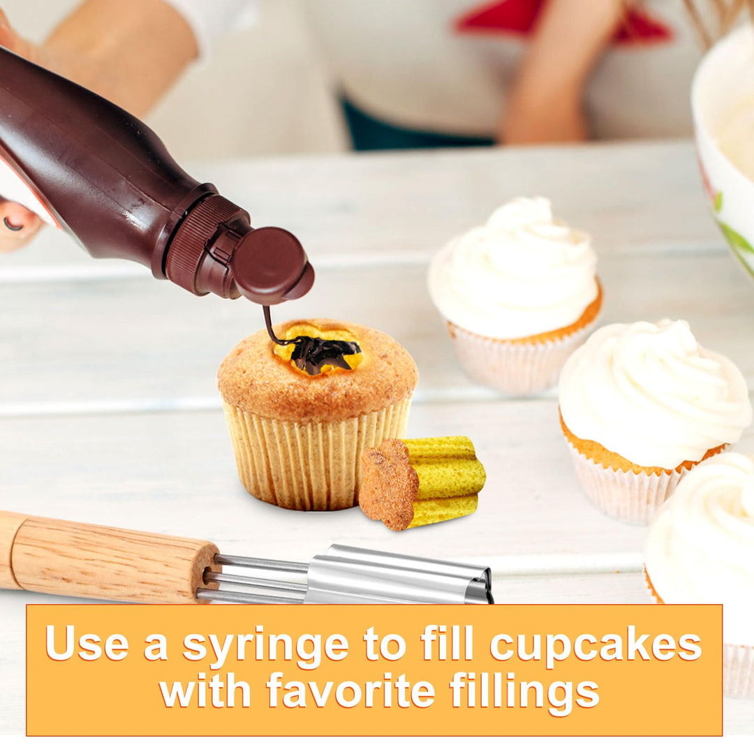 lasuroa Cupcake Corer, 6.3 Inch Long Cupcake Hole Cutter for Filling Reusable Cupcake Hole Puncher Cake Digging Hole Device Cupcake Hole Maker Cupcake Corer Tool for Kitchen Cookie Baking