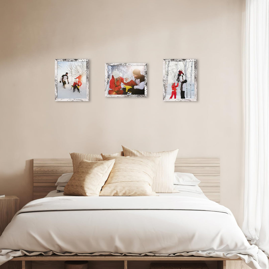 PHAREGE 8x10 Picture Frame Bulk Distressed White, Set of 18 Faux Birch Grain 8 by 10 Rustic Frame Set, Multi Farmhouse Frames for Family Team Photos, Vertically or Horizontally, Tabletop or Wall