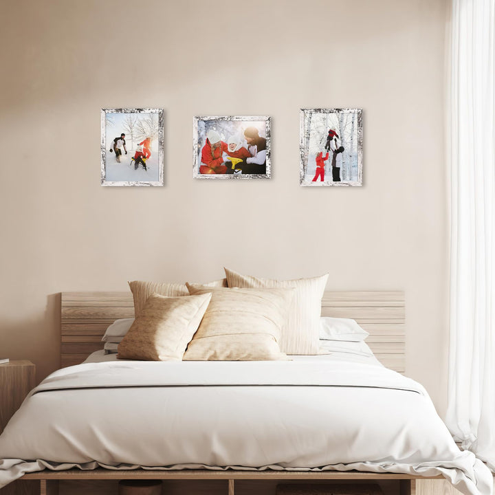 PHAREGE 8x10 Picture Frame Bulk Distressed White, Set of 18 Faux Birch Grain 8 by 10 Rustic Frame Set, Multi Farmhouse Frames for Family Team Photos, Vertically or Horizontally, Tabletop or Wall