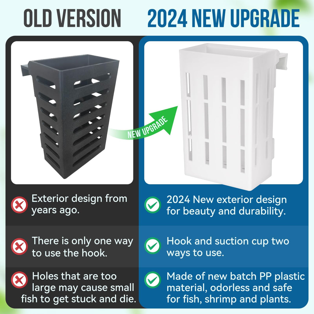 Upgraded Aquarium Plant Holder with Hooks and Suction Cups for Fish Tank Aquaponic Plants Cultivation and Aquascape Decorations (White)