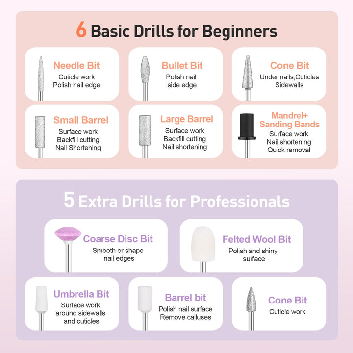 Beloving Cordless Nail Drill, Portable Electric Nail Drill 20000RPM Professional Electric Nail File for Acrylic Gel Nails, Rechargeable Nail Drill Machine Home Use for DIY Manicure Pedicure - Gold