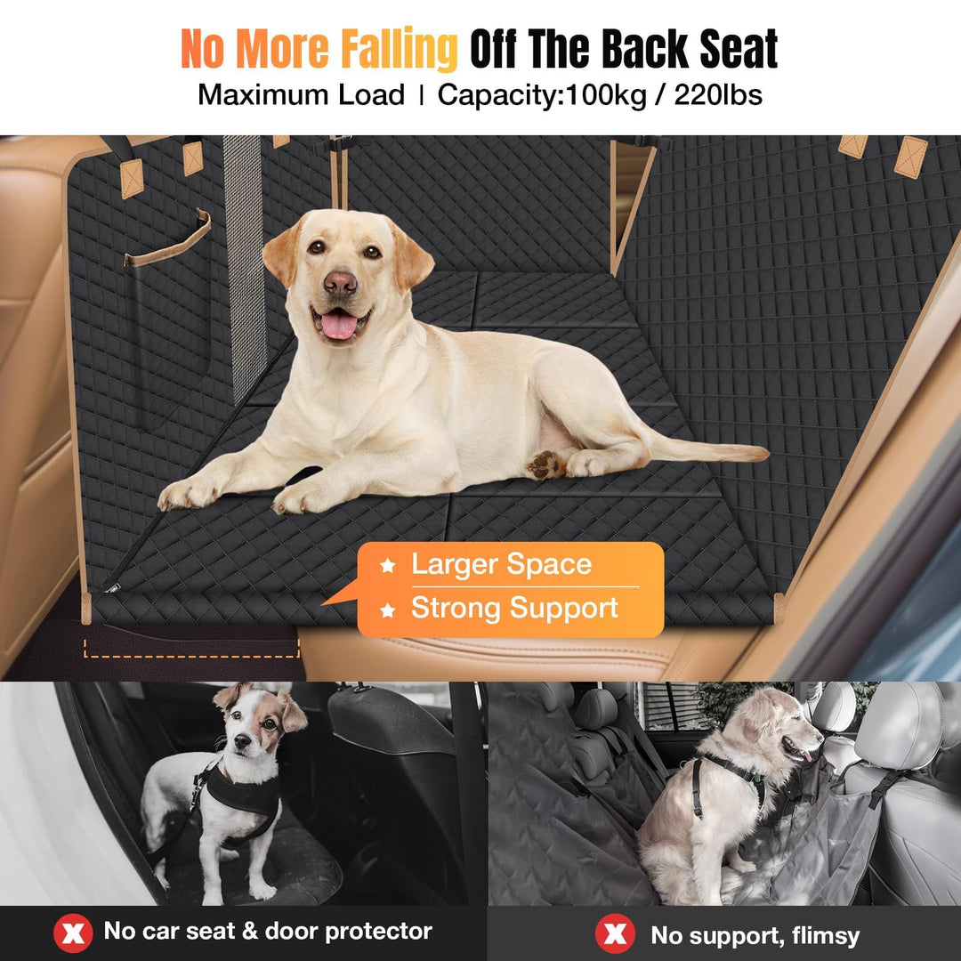 Lekespring Back Seat Extender for Dogs, Waterproof Dog Car Seat Cover for Back Seat, Hard Bottom Dog Seat Cover, Dog Hammock for Car SUV Small Truck, Black