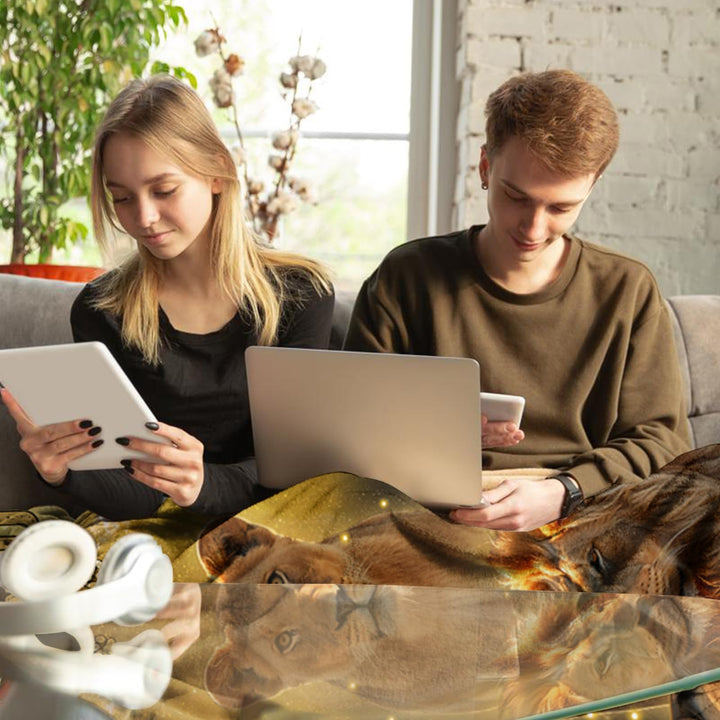 Gifts for Brother from Sister - Lion Throw Blanket for Birthday, Christmas, Thanksgiving - Adult Size 50"x60"