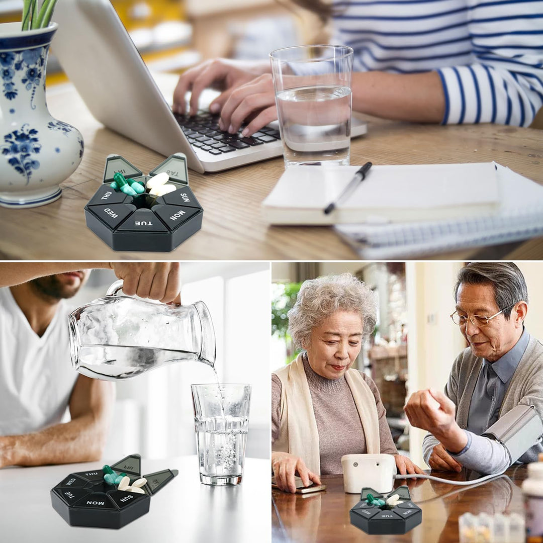 Weekly Pill Organizer Pill Case Pill Container Daily Pill Organizer Pill Organizer Travel Pill Holder Pillulier Portatif 7 Jours Dosette Pill Organizer Pilulier 7 Jours Vitamin Case Pill Boxes 4 PCS