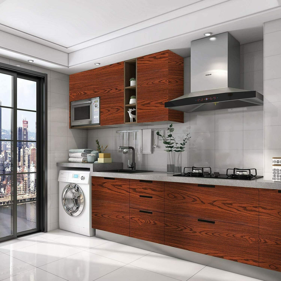 Practicalws Brown Wood Contact Paper for Countertops 15.7" x196", Peel and Stick Wallpaper Removable Vinyl Film for Cabinet, Decorative Self Adhesive Wallpaper Stick on Wall Paper