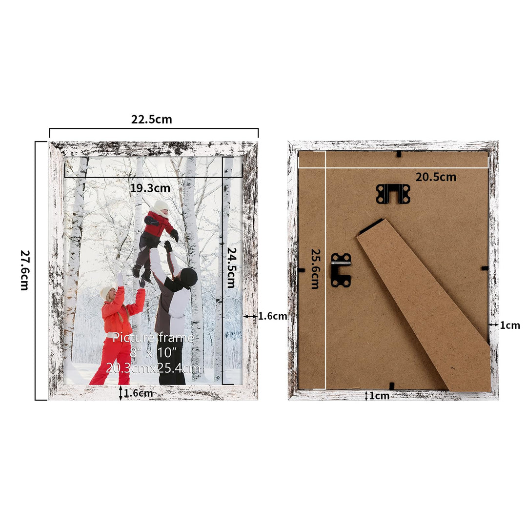 PHAREGE 8x10 Picture Frame Bulk Distressed White, Set of 18 Faux Birch Grain 8 by 10 Rustic Frame Set, Multi Farmhouse Frames for Family Team Photos, Vertically or Horizontally, Tabletop or Wall