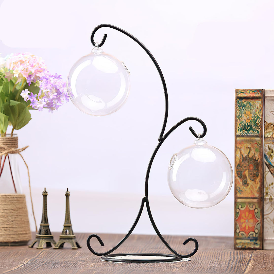 Kingrol 8 Pack Ornament Display Stands, 14" Iron Pothook Stands with Hooks for Hanging Air Plant Holders and Glass Planters, Home Christmas Wedding Party Decor