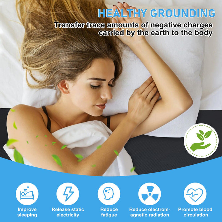Grounding Mat for Bed, Grounding Sleeping Mat Queen Size 27 * 60", Anti-Slip PU Leather Earthing Pad with Grounding Cord (Queen)