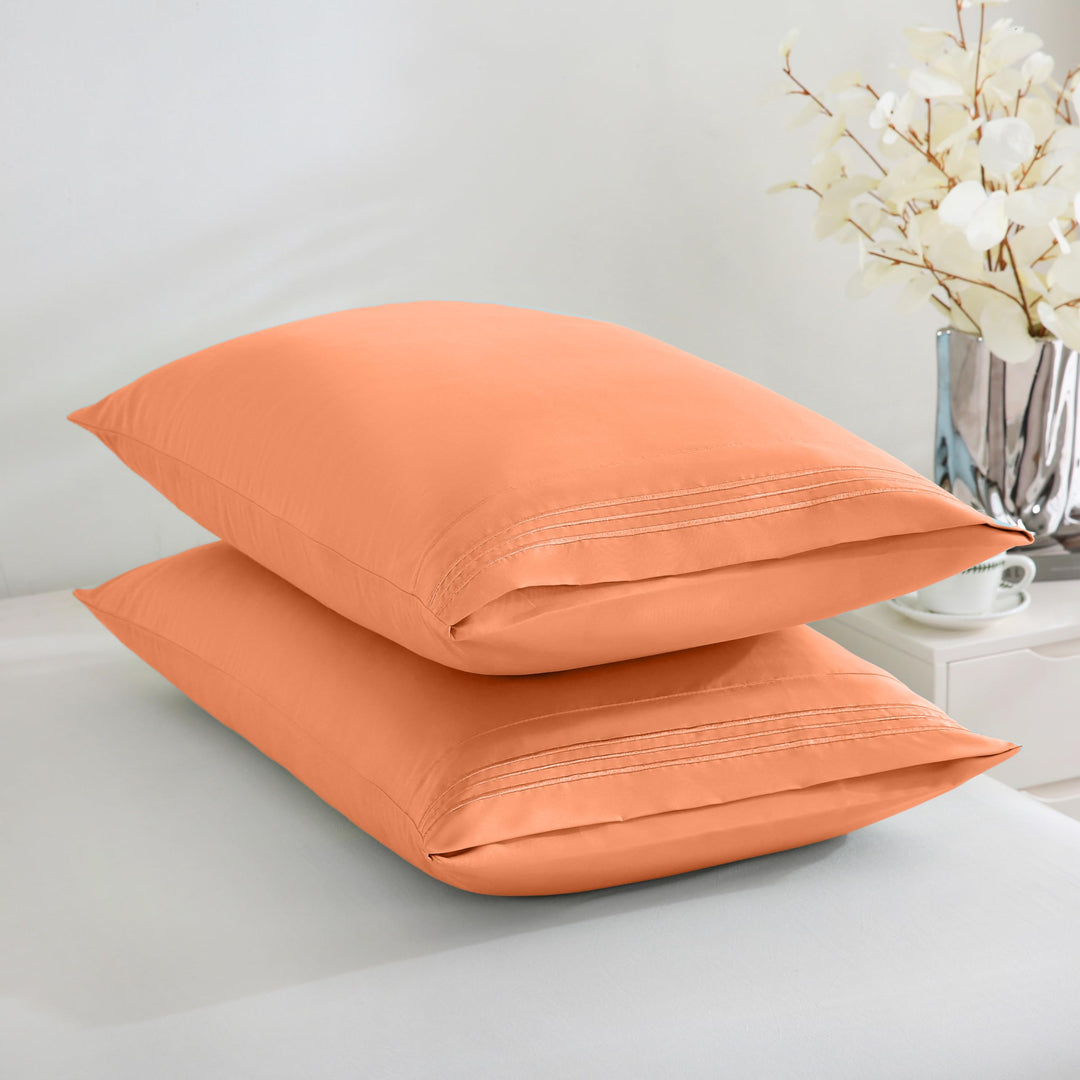 WAEPIC King Size Pillow Cases Set of 4 Brushed Microfiber 20x36 Inches 4 Pieces Set- Bedding Shrinkage Envelope Closure -Breathable-Cooling Orange Pillowcases Covers（12-Orange King 4 Pack