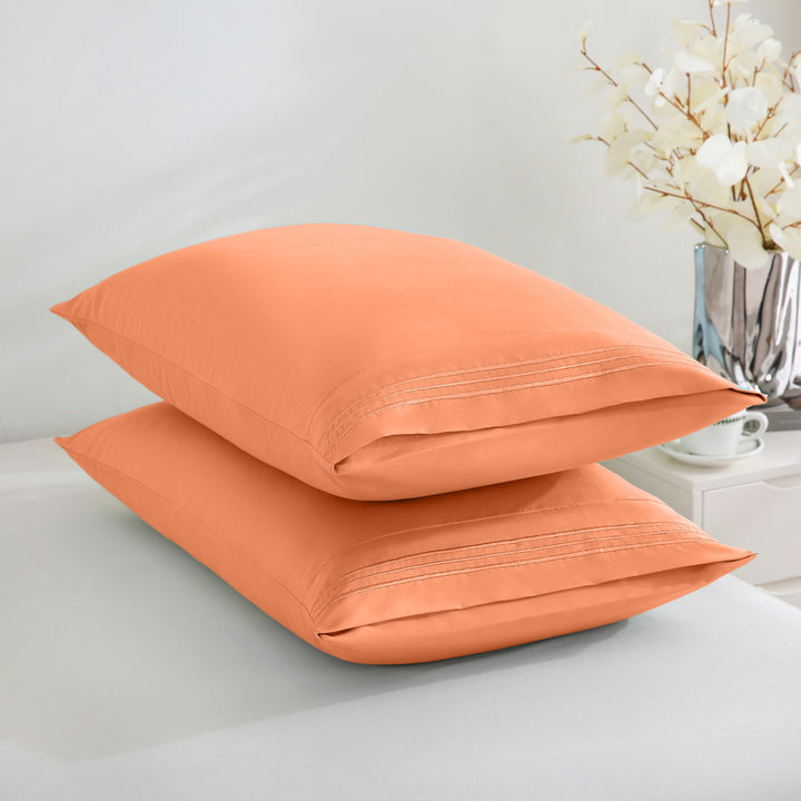 WAEPIC King Size Pillow Cases Set of 4 Brushed Microfiber 20x36 Inches 4 Pieces Set- Bedding Shrinkage Envelope Closure -Breathable-Cooling Orange Pillowcases Covers（12-Orange King 4 Pack
