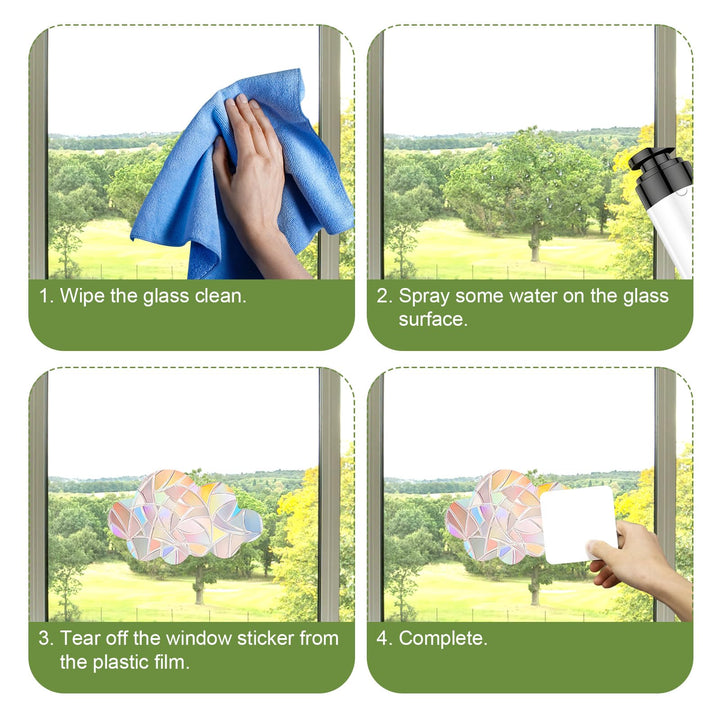 4 Sheets Anti Collision Window Clings, Window Decals to Prevent Bird Strikes Prism Pattern Window Stickers for Birds Alert Stickers to Protect Wild Birds Against Glass (Clouds)