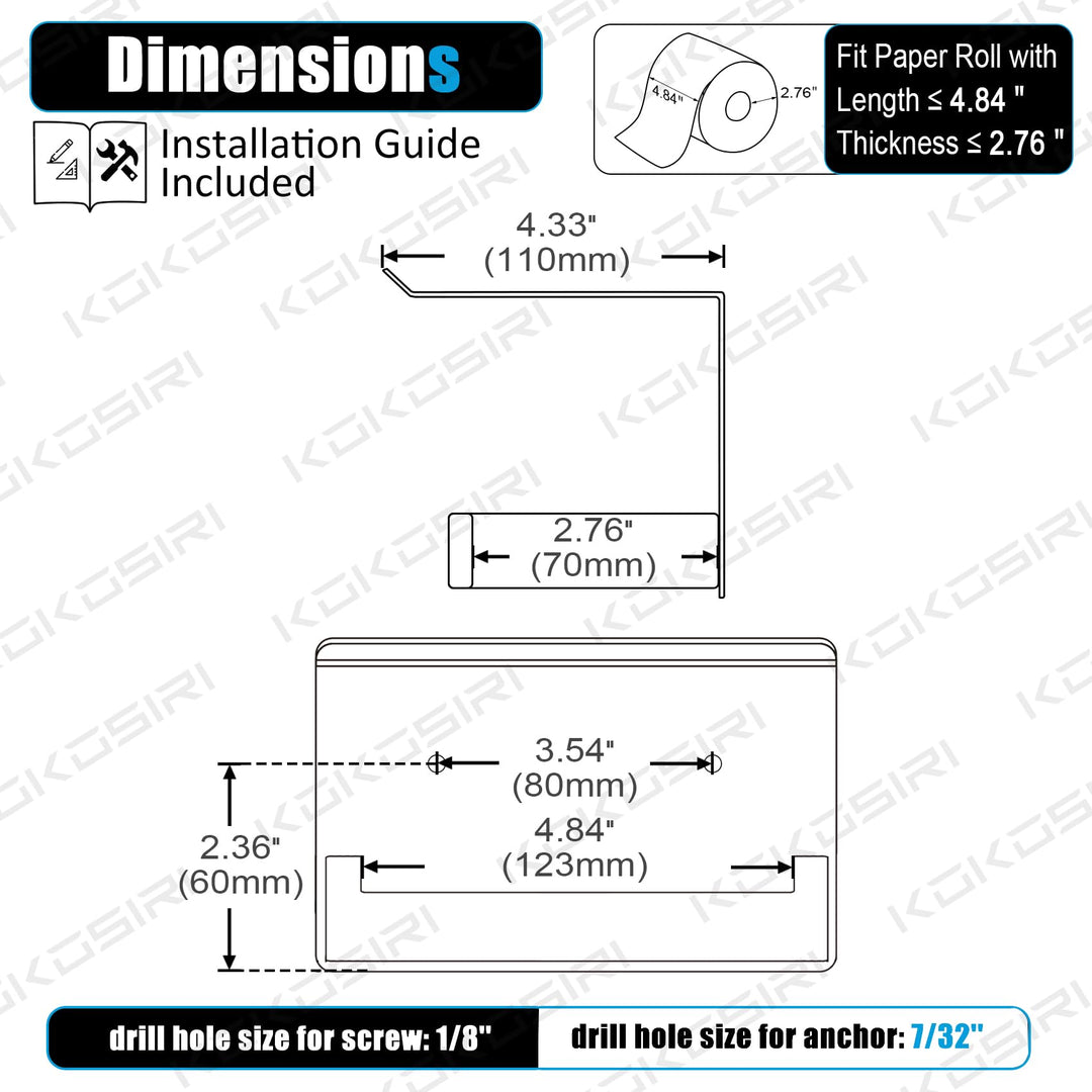 KOKOSIRI Toilet Paper Holder with Shelf Chrome Bathroom Toilet Roll Holder T-304 Polished Stainless Steel Wall Mounted, 2 Pack, B2010CH-P2