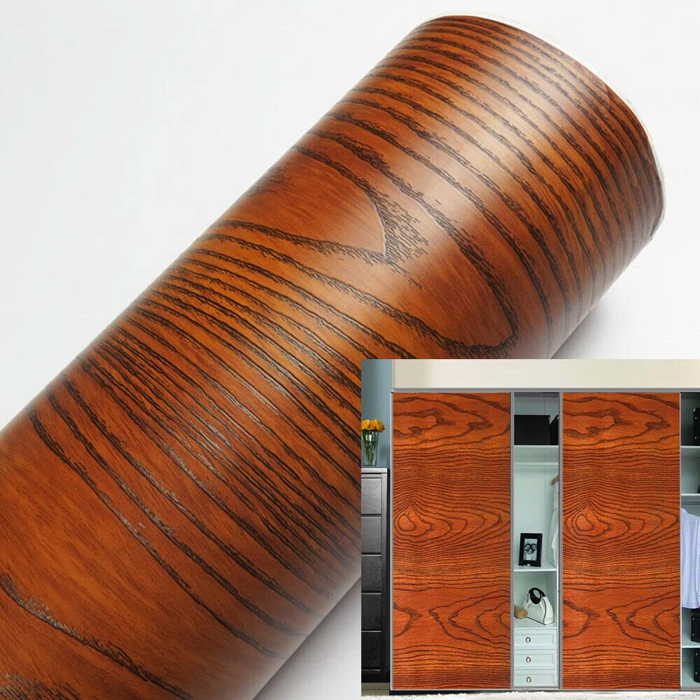 Practicalws Brown Wood Contact Paper for Countertops 15.7" x118", Peel and Stick Wallpaper for Removable, Decorative Self Adhesive Vinyl Film Stick on Wall Paper