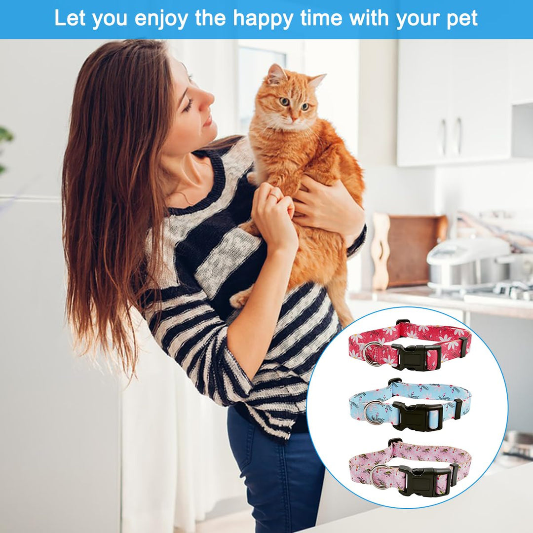 3 PCS Daisy Flower Pet Collar, lyfLux Adjustable Cute Collar for Medium Pet Cats and Dogs Daily Use (33cm/13inch~55cm/21.6inch, M)