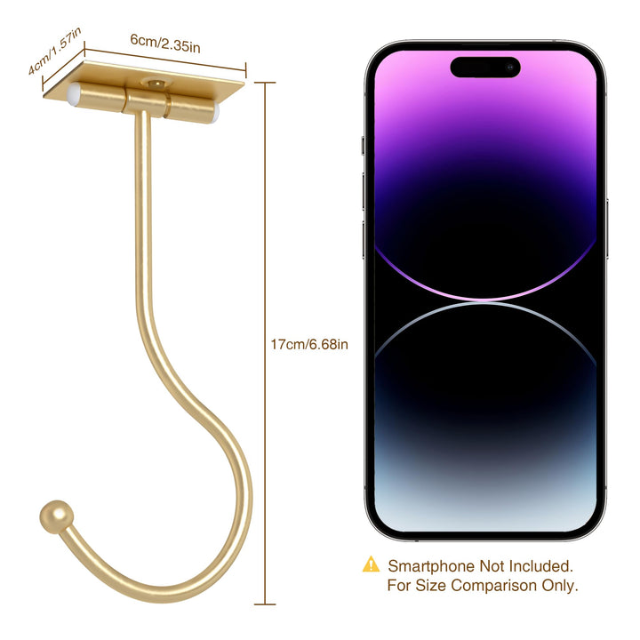 Gold Banana Holder Under Cabinet - Folding Banana Hook, Adhesive Banana Hanger, Folds Up with Magnets When Not in Use, Keep Bananas Fresh, 2 Pack