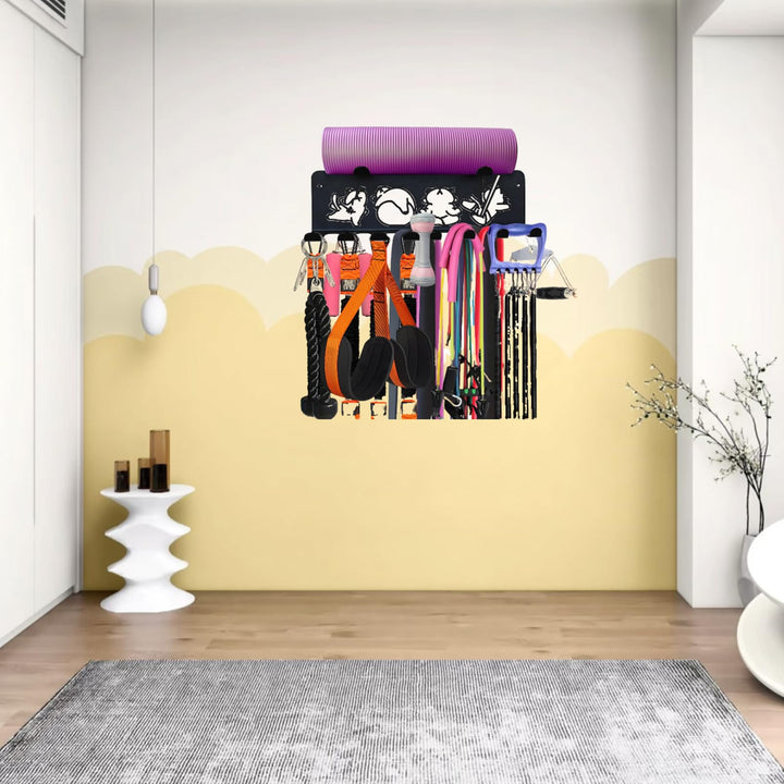 Multifunctional Fitness Equipment Storage Rack, 8-Hook Heavy Wall Storage Bag, Cable Attachments for Gym, Gym Accessories, Home Gym Storage Rack, Resistance Rope Skipping Fitness Barbell Mountaineering Buckle Storage Bag.